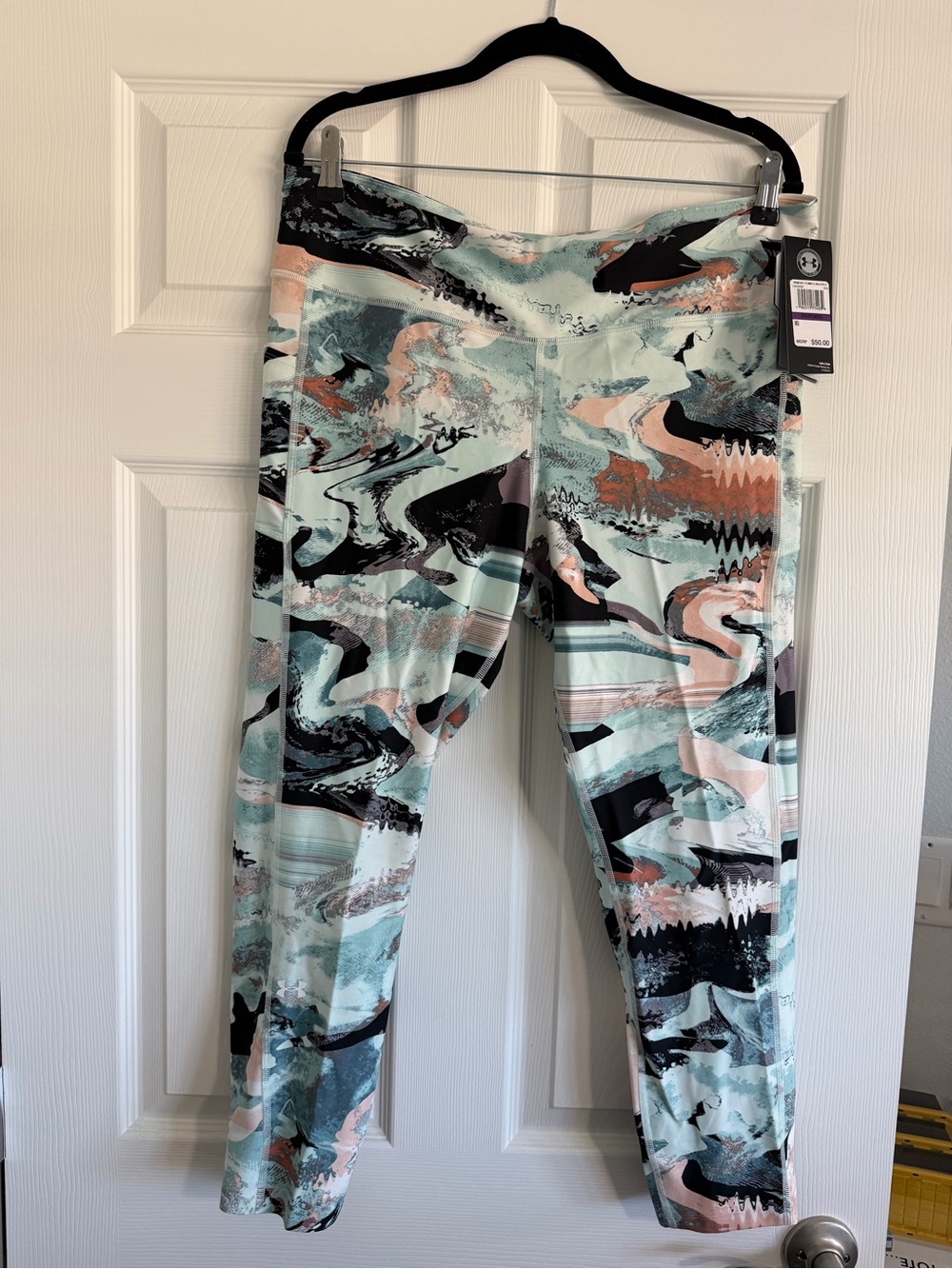 Under Armour Mint, Peach & Black womens' Patterned Leggings